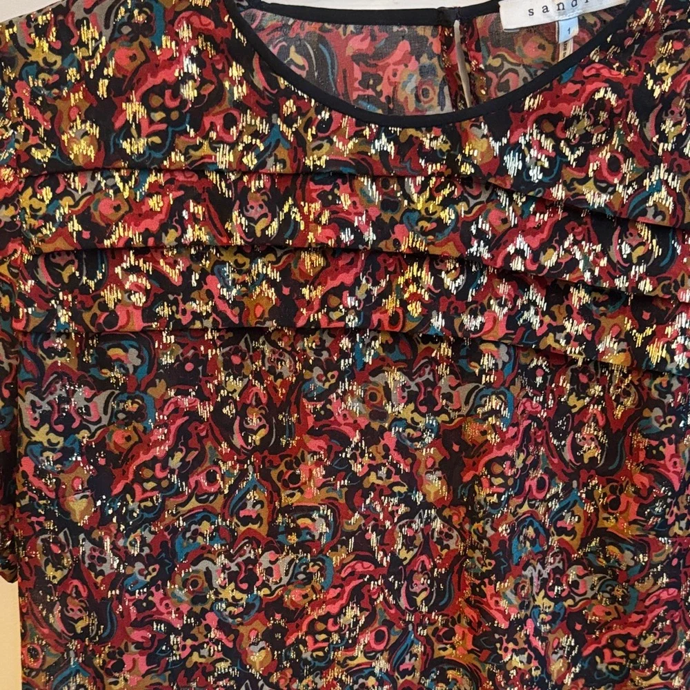 Sandro Red and Gold Patterned Top - Picture 3 of 4